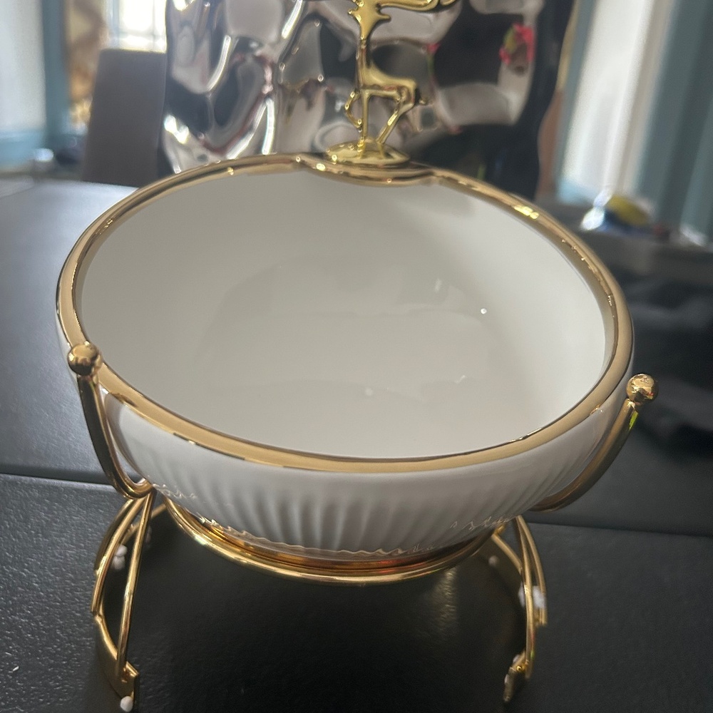 Vintage ceramic and gold candy dish